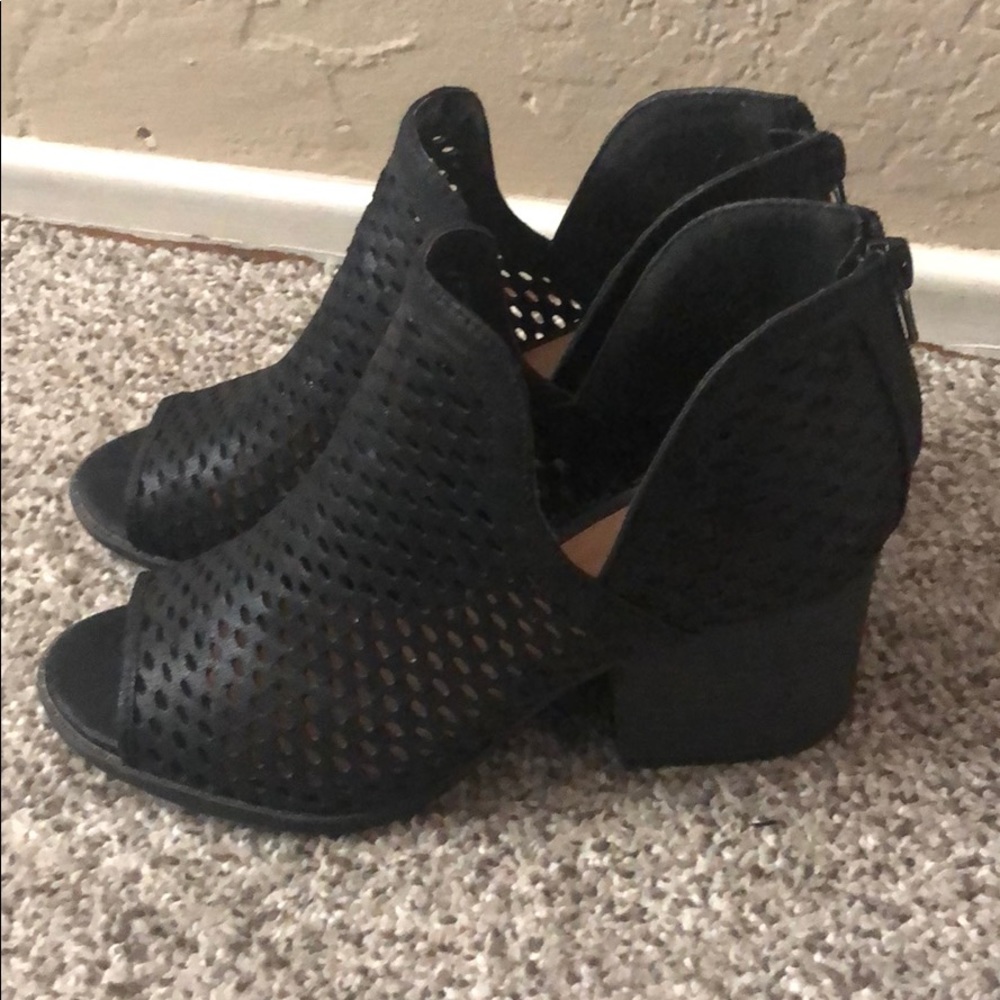 Black open toe booties